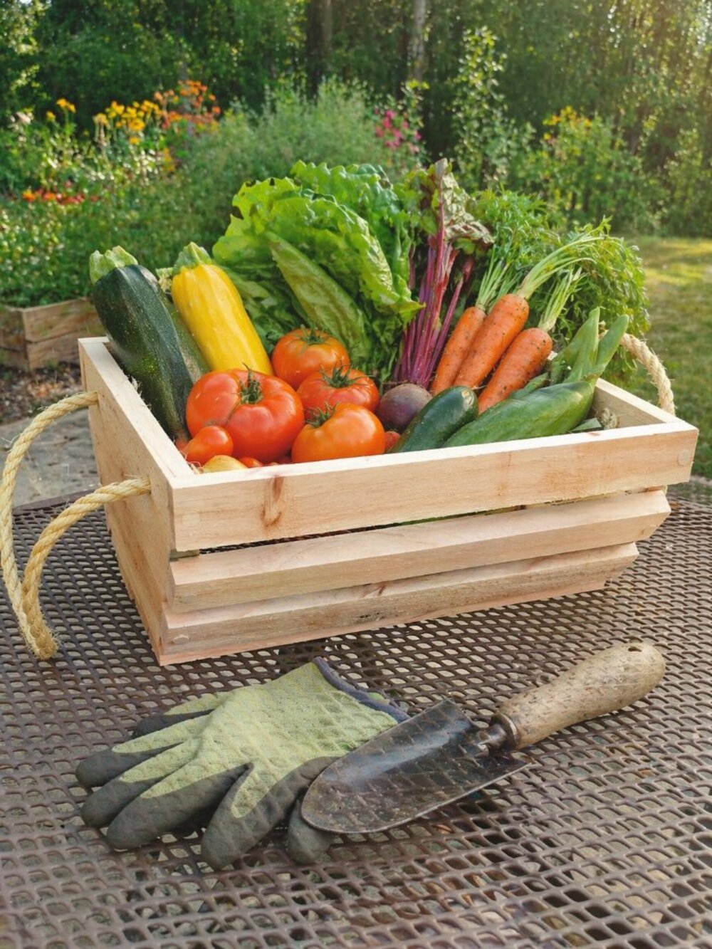 Handmade Cedar Farmhouse Basket Rope Handles Rustic Cottagecore Decor
